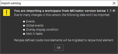 Prompt for workspaces older than 1.7.9